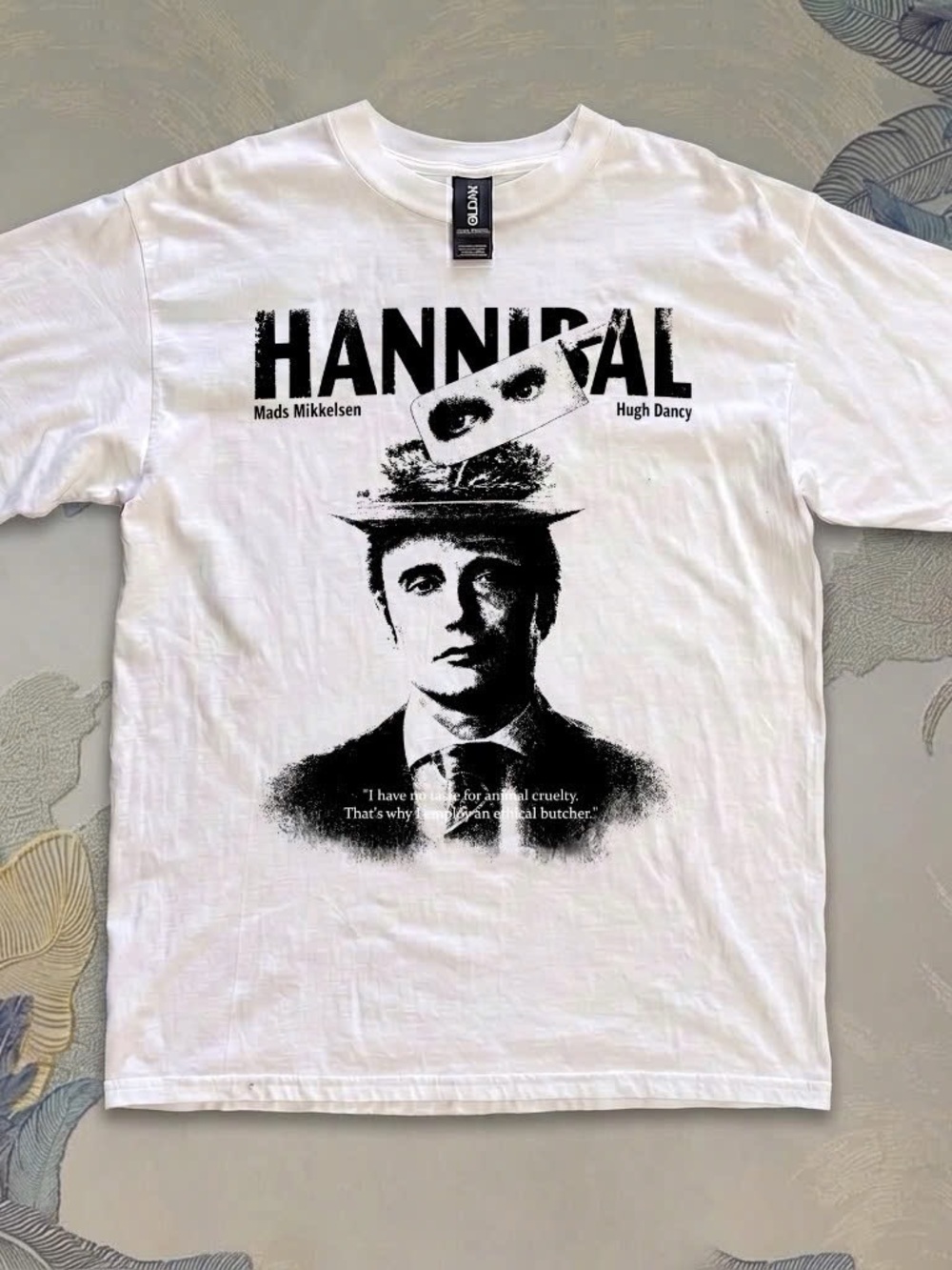 Hannibal Mads Mikkelsen Graphic Tee Psychological Horror Film White T-Shirt